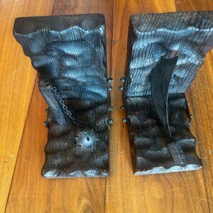 Medieval Weapon Bookends Handcrafted Ball & Chain Sword Spain Norleans Dungeon G